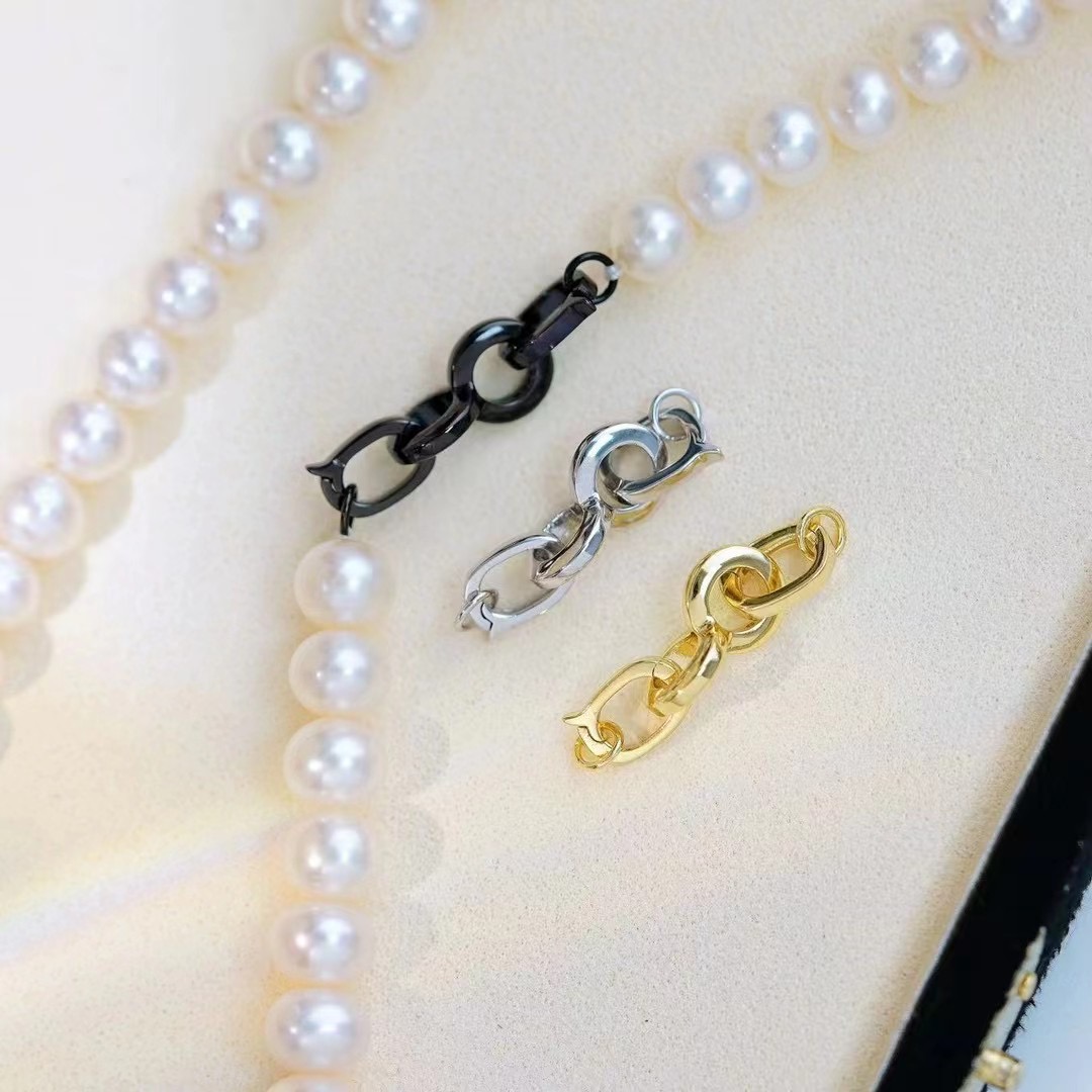 s925纯银时尚珍珠项链手链毛衣链夹扣 手工diy制作串珠饰品银扣