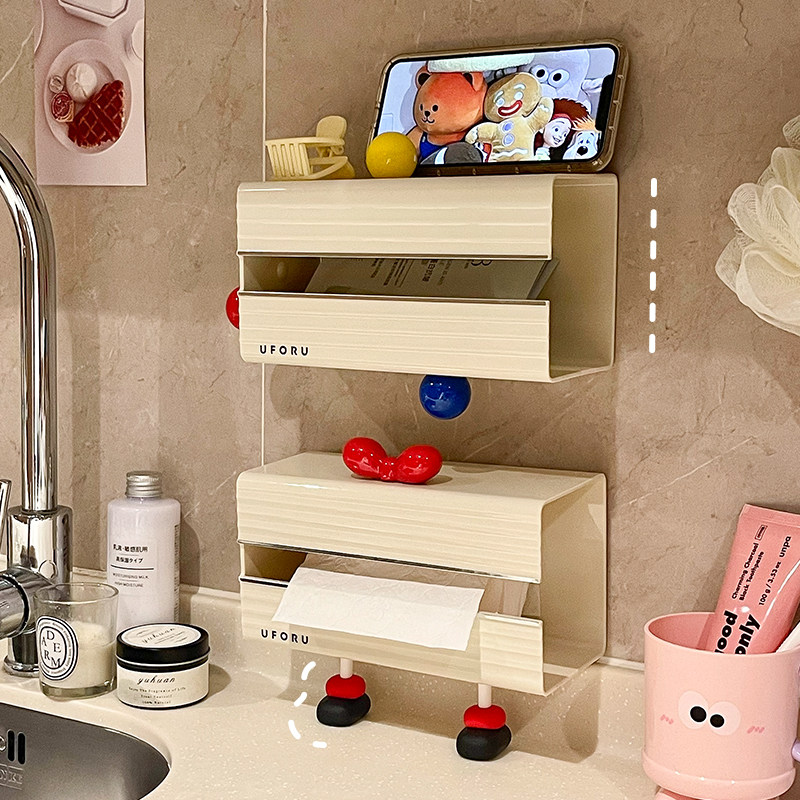 可爱创意纸巾盒壁挂式厕所洗脸巾收纳盒2025新款抽纸盒家用纸抽盒,收纳整理,纸巾盒,淘宝优惠券,粉丝福利购,淘宝优惠卷