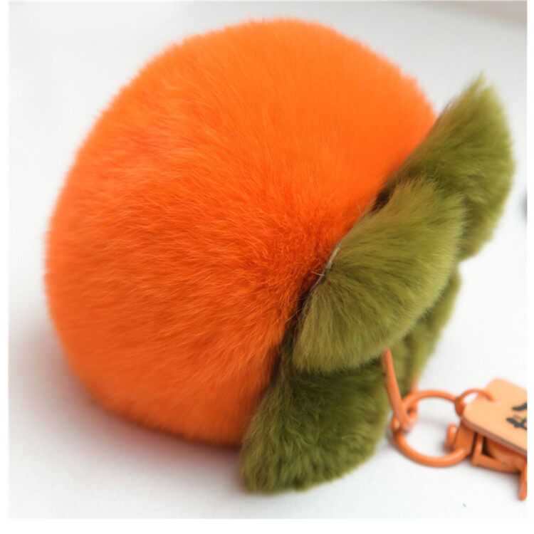 好柿发生毛绒挂件玩偶装饰汽车钥匙扣仿獭兔毛柿子挂件包包挂饰女