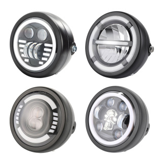 摩托车改装 LED圆形前大灯哈雷CG125GN天俊复古远近灯光日行灯总成