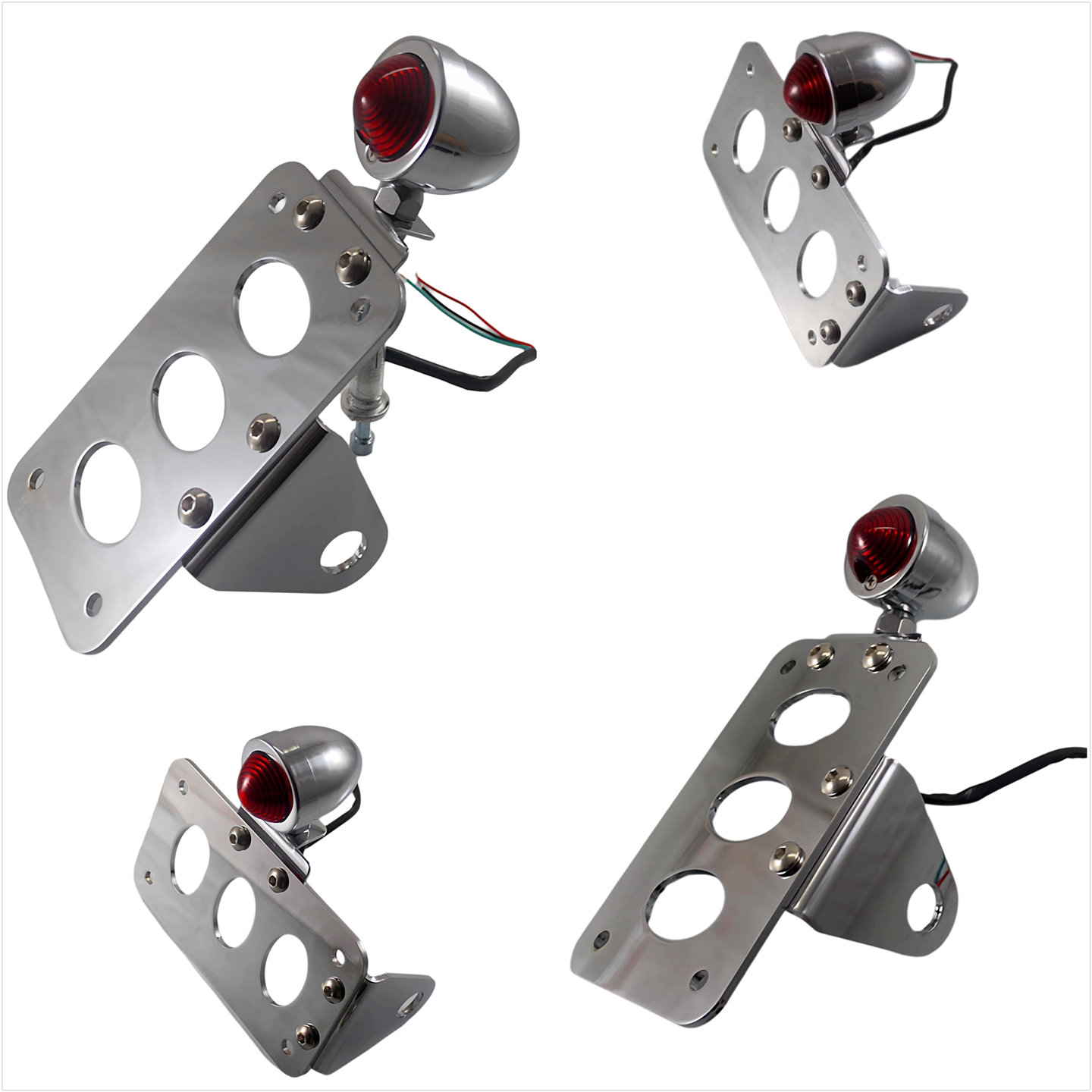 复古摩托车配件哈雷巡航太子车改装侧面安装牌照支架后尾灯车牌架