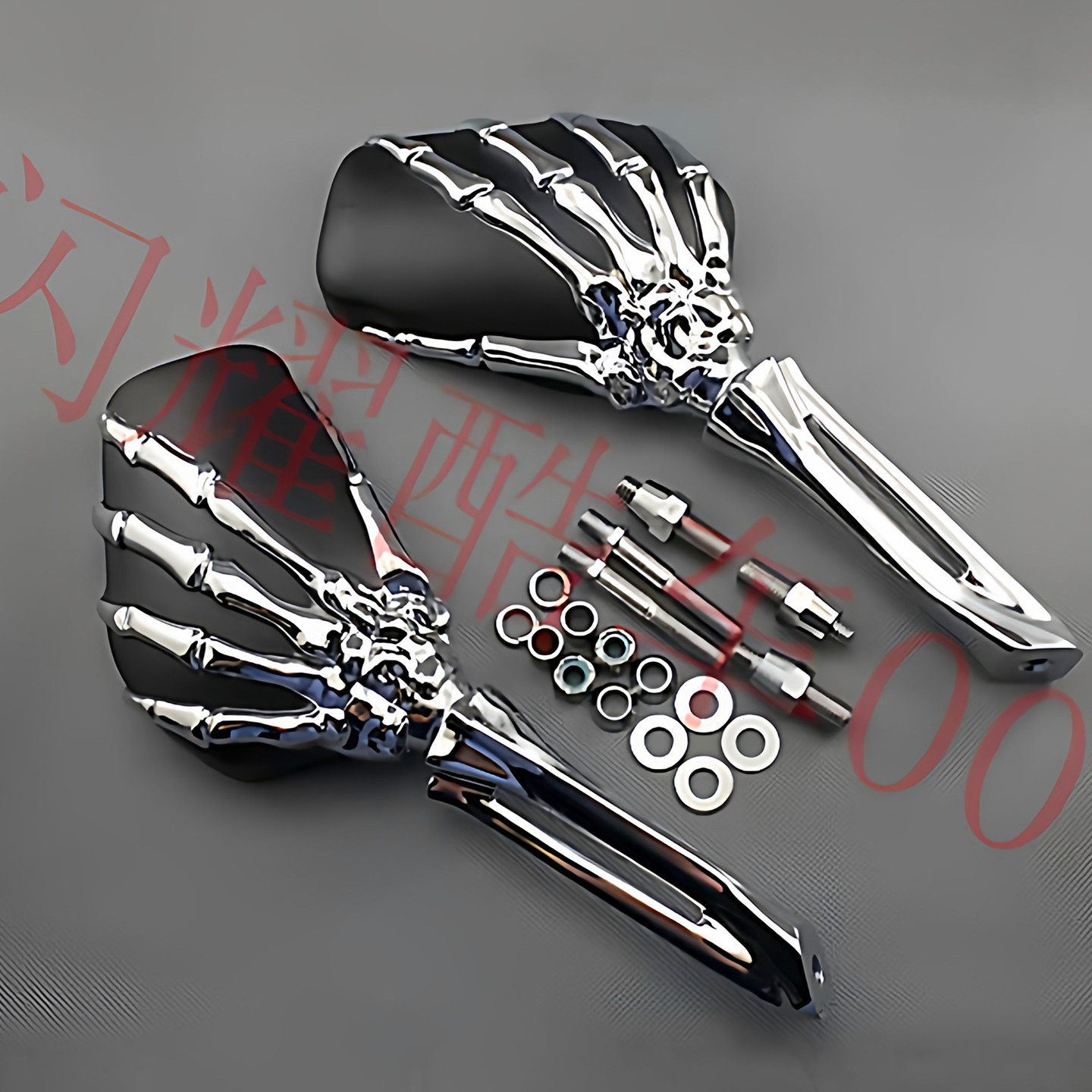 摩托车改装配件哈雷巡航太子车改装骷髅手爪后视镜反光镜倒后车镜