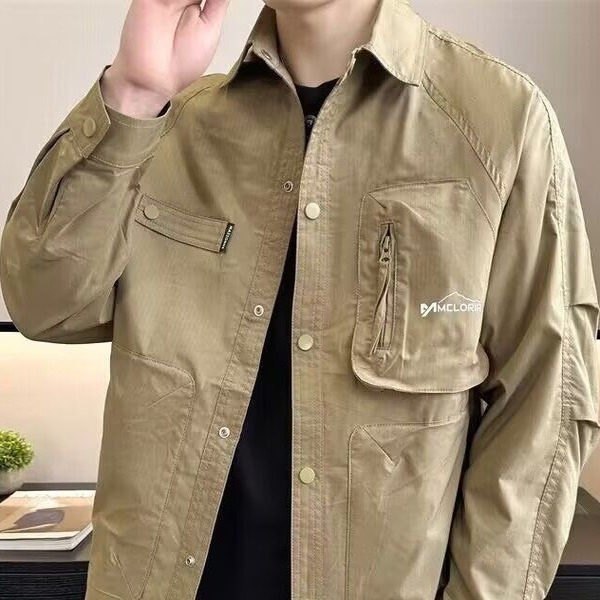 2025新款春秋休闲工装夹克男秋季潮流翻领上衣大码多口袋男款外套,男装,夹克,淘宝优惠券,粉丝福利购,淘宝优惠卷