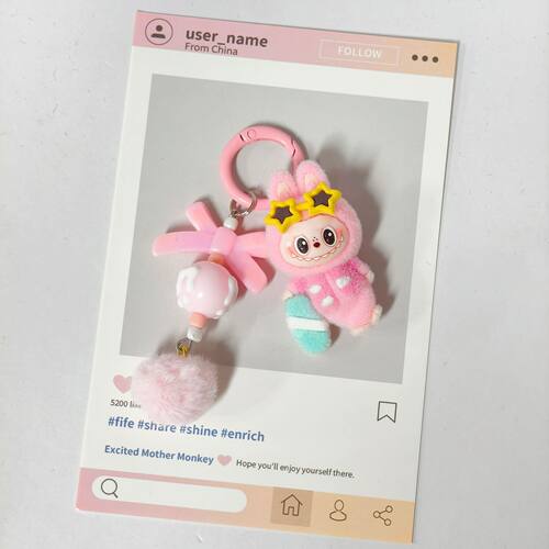 新款植绒浪板拉布布冲浪兔子钥匙扣diy 饰品植绒公仔桌面小摆件