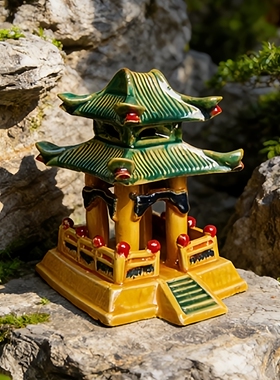 陶瓷宫廷四方亭建筑家居装饰