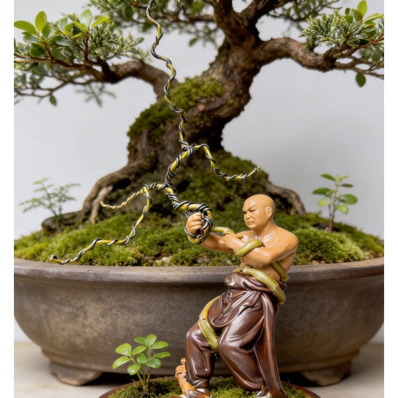 中华武术功夫醉拳陶瓷人物摆件假山园林盆景花盆可塑树观赏装饰品