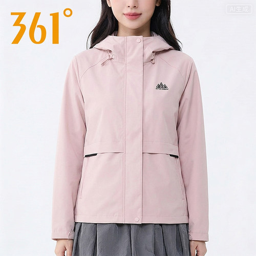 361°绒里风衣女款2026秋季新款连帽防风夹克休闲外套562613602S