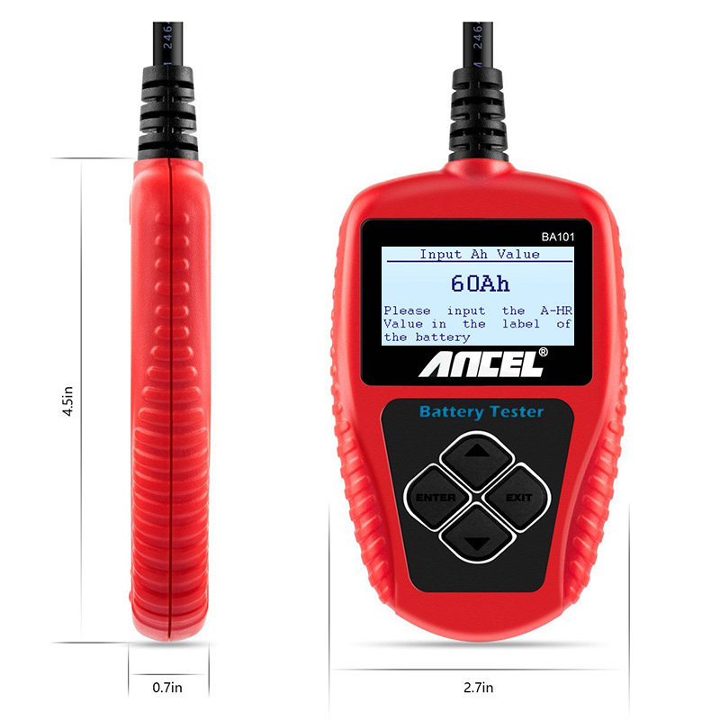 ANCEL BA101 자동차 배터리 테스터 배터리 측정기 12V 배터리 수명 시작 테스트 분석