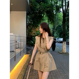 TooToo法式复古无袖洋装女夏季轻奢英伦风背心裙收腰显瘦短裙