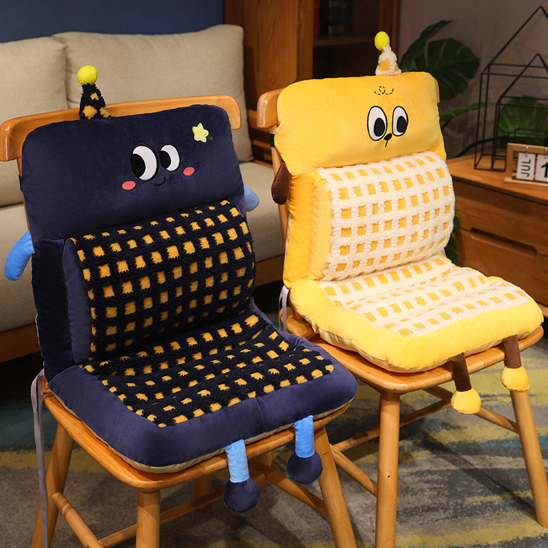 办公室连体坐垫屁垫椅子靠背垫一体学生教室座垫加厚毛绒屁股垫冬