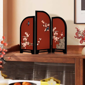 喜上眉梢小屏风红色桌面摆件新中式 客厅玄关高级感小众家居装 饰品