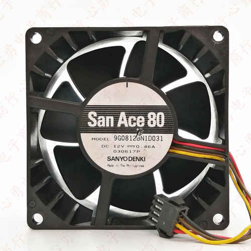 三洋 9G0812BN1D031 12V 0.46A 8038 8CM 4线暴力工业散热风扇