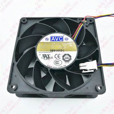 原装 AVC 2B12038B48H 48V 0.70A 12CM 12038 4线PWM加压散热风扇