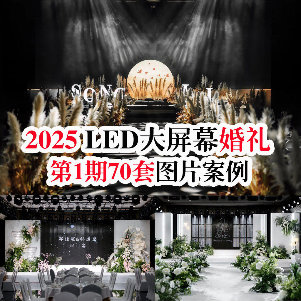 2025新款创意流行LED大屏幕电子屏婚礼舞台背景婚礼图片案例素材