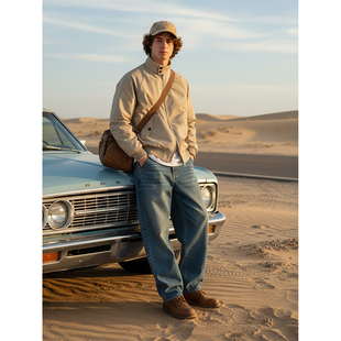 棉衣宽松外套上衣男女同款 AboutPlanB复古立领美式 飞行夹克男款