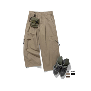 snap日系多口袋工装 抽绳束脚裤 裤 宽松直筒阔腿裤 复古休闲裤 ollie