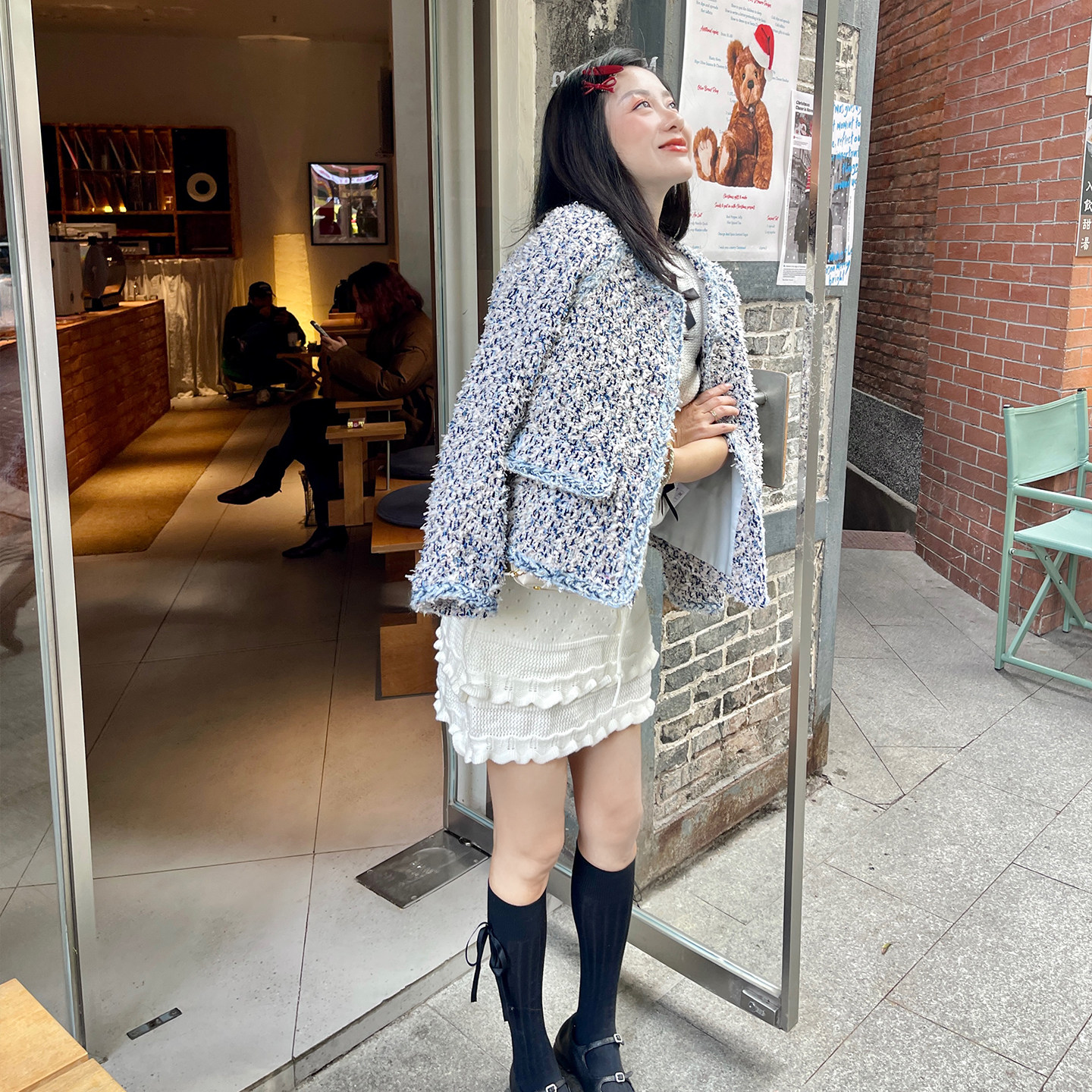 heidy海蒂 蓝调少女 编织风粗花呢春季小香风外套女2026短上衣,女装/女士精品,短外套,淘宝优惠券,粉丝福利购,淘宝优惠卷