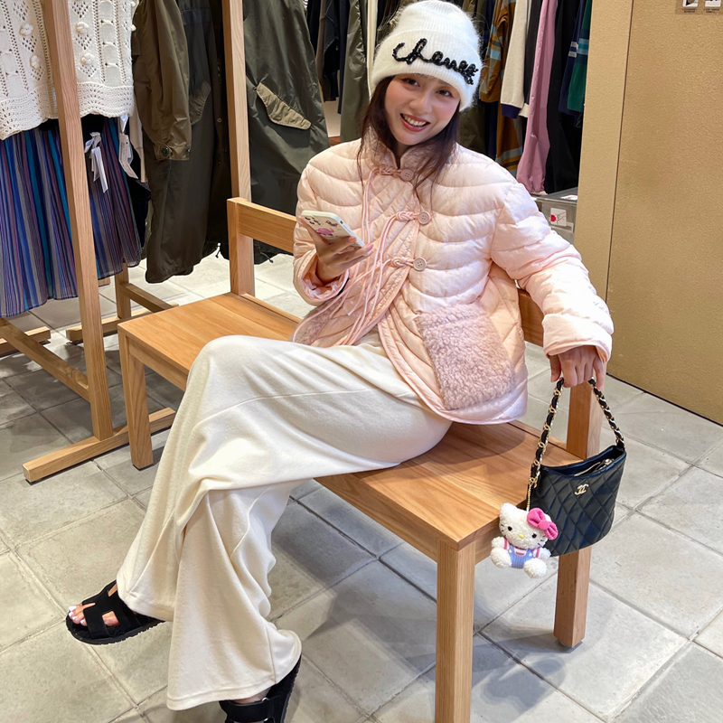 heidy海蒂新中式短款立领羽绒服