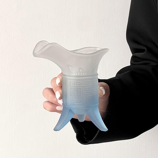 秦始皇三足帝王杯咖啡玻璃杯仿古爵酒杯奶茶杯水杯子透明啤酒杯男