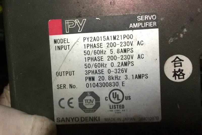 190-PY2A015A1M21P00 二手三洋驱动器 现货 专业销售维修一体化