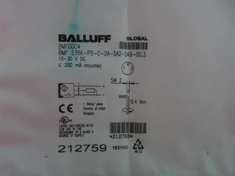 188-全新原装巴鲁夫 BMF 235K-PS-C-2A-SA2-S49-00，3 BMF00C4 现