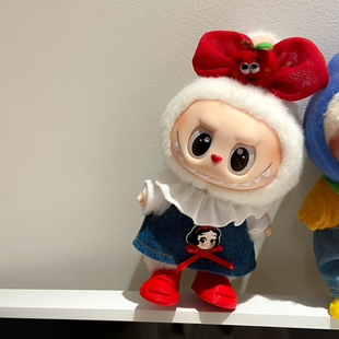 拉布布挂件娃娃一代三代穿的公主牛仔背带裙套labubu盲盒公仔娃衣