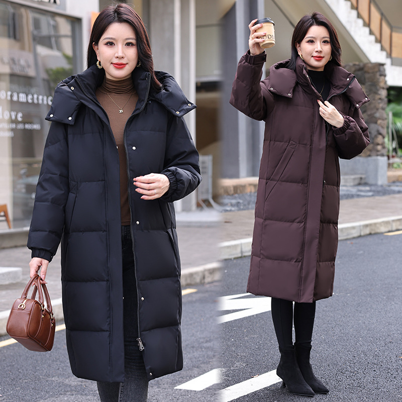 胖妈妈300斤胸围175加肥特厚长款过膝羽绒服防寒保暖羽绒外套特大