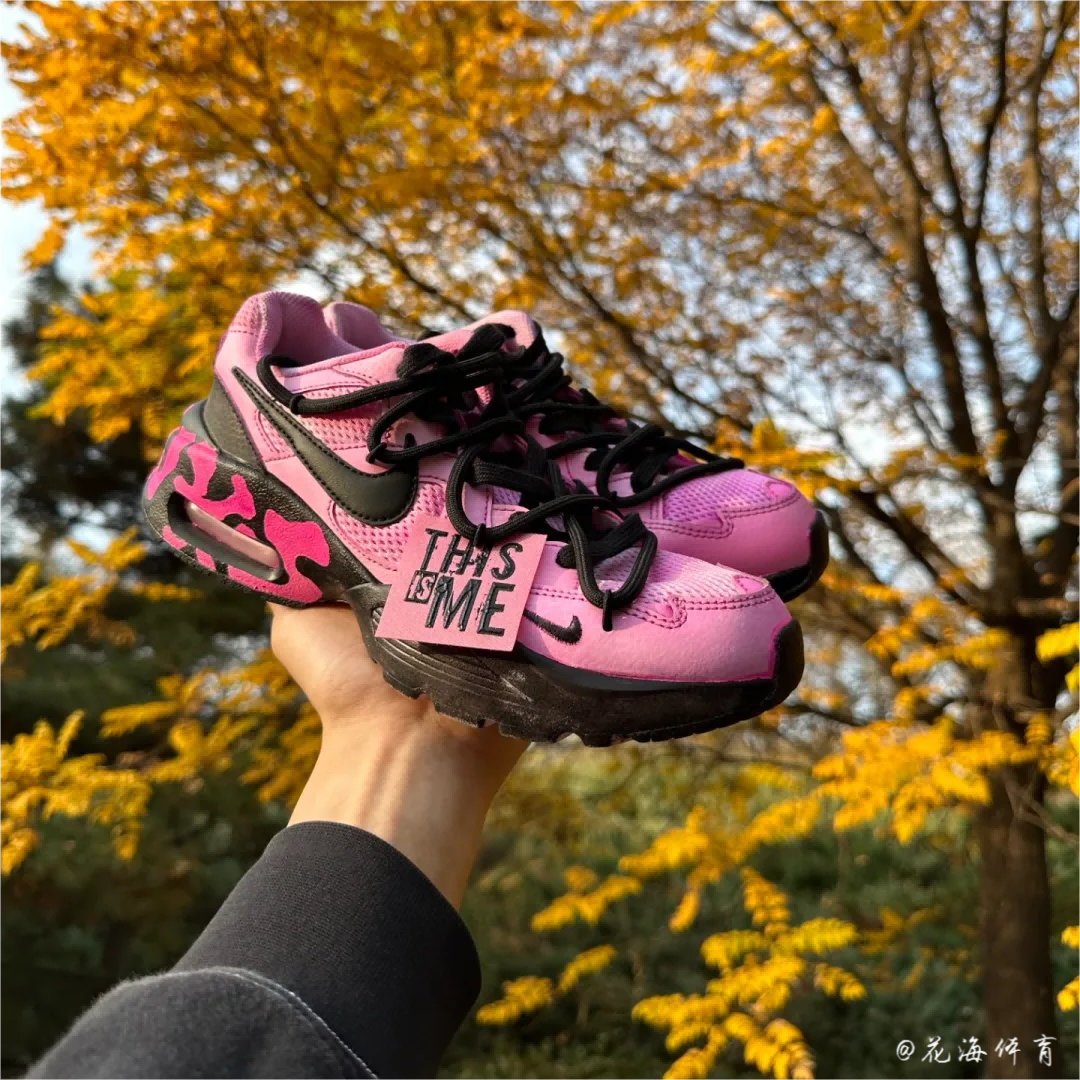 球鞋定制 Nike Air Max Fusion 酷黑树莓涂鸦解构低帮女