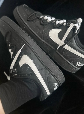 球鞋定制 Nike Court Vision Low 小众泼墨黑白武士低帮男女板鞋