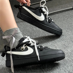 球鞋定制 Nike Court Borough Low 黑白武士暗黑甜酷低帮女款板鞋