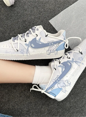 球鞋定制 Nike Court Vision 熊偶日记字母涂鸦低帮男女解构板鞋