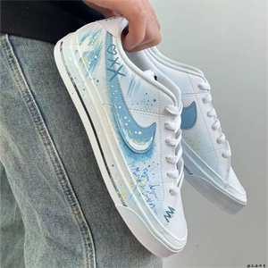 Nike球鞋定制蓝白低帮男女板鞋