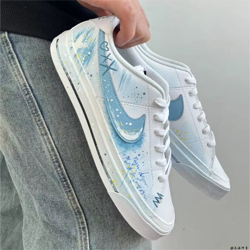 Nike球鞋定制蓝白低帮男女板鞋
