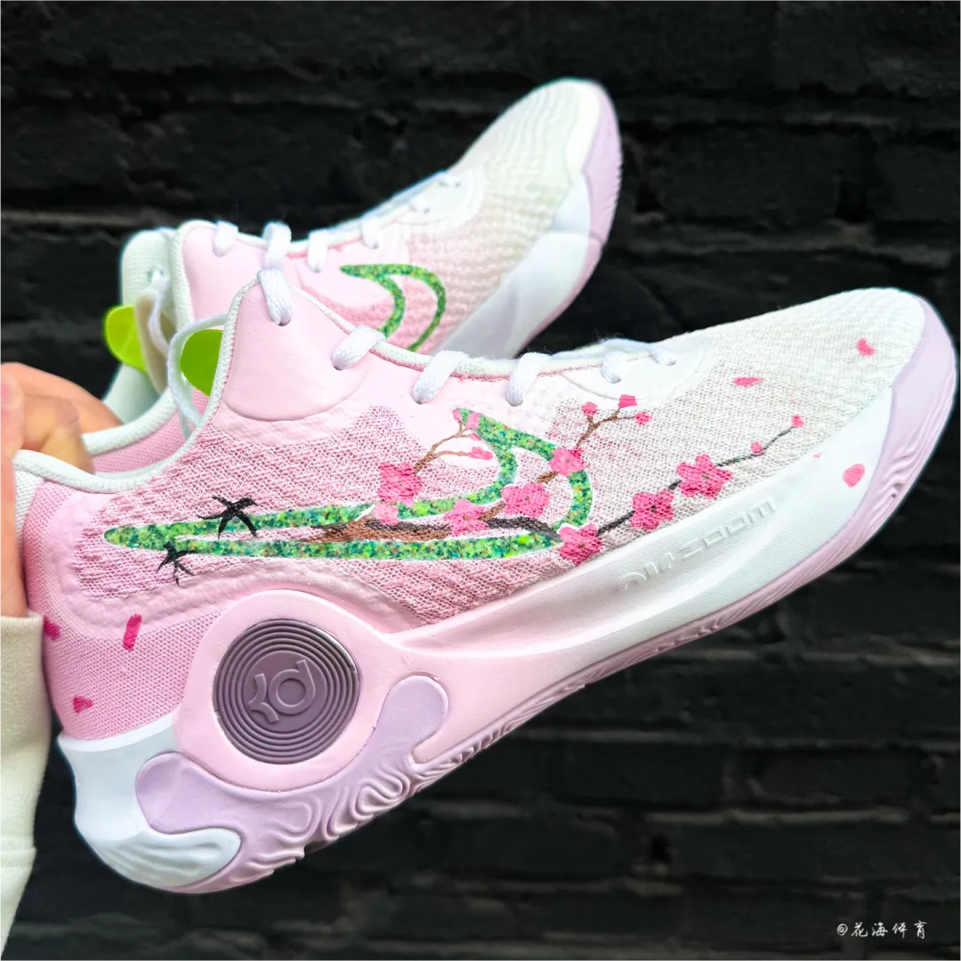 球鞋定制 Nike KD Trey 5 樱花粉色渐变低帮男实战回弹气垫篮球鞋
