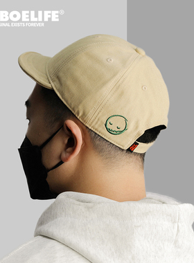 DABOE日系笑脸刺绣短檐软顶帽子男女四季鸭舌帽户外透气棒球帽