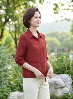 长袖衬衫女春季2026气质休闲新款宽松显瘦妈妈衬衣减龄百搭年轻