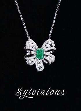 祖母绿缎带项链Sylvialous
