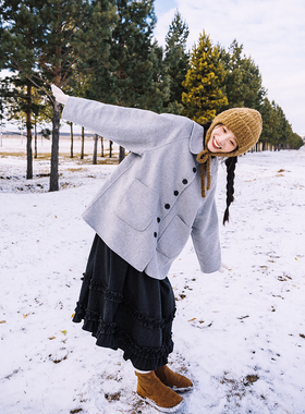 古苔 秋冬bi备灰色双面羊毛大衣 清冷温柔感简约显瘦超耐看的外套