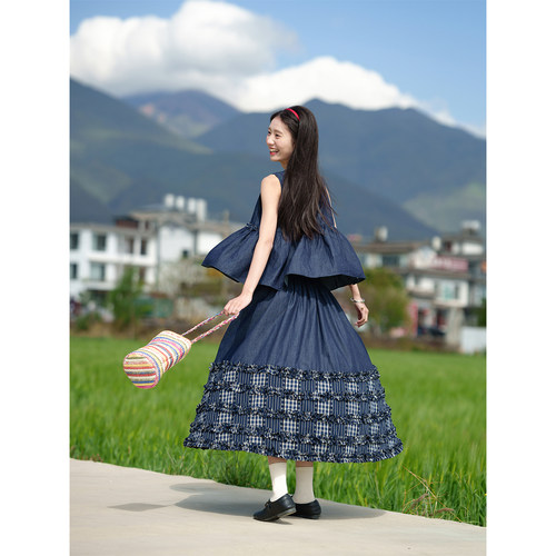 日系牛仔半身裙古苔不费脑穿搭女