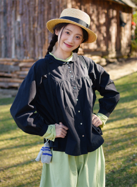 古苔 黑色衬衣 微胖女孩bi入实测ju显瘦 春日真实的通勤穿搭上衣