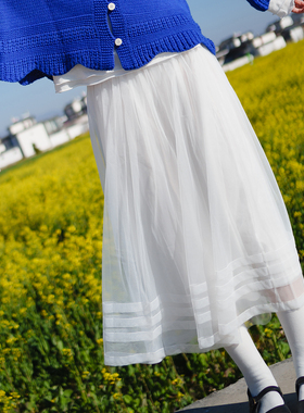 古苔 白色纱纱裙太仙了 春夏人手备一条好穿百搭出片小个子半身裙