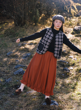 古苔 红色水母花苞裙 圣诞新年跨年氛围感胶片色50羊毛设计感半裙