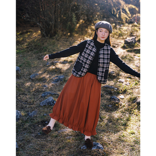 古苔 红色水母花苞裙 圣诞新年跨年氛围感胶片色50羊毛设计感半裙