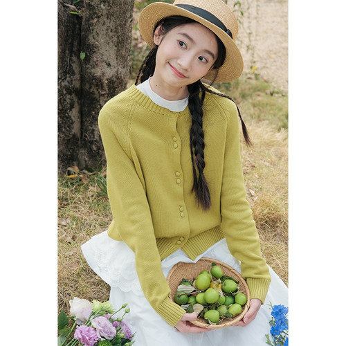 古苔新芽绿色开衫毛衣女2025新款