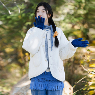 日系文艺可两面穿外套 白色棉衣「质感与温暖」并存 古苔 冬日短款