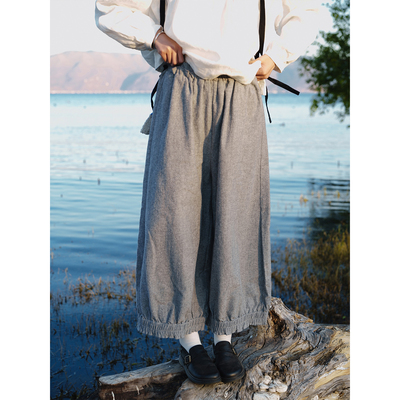 花边灯笼直筒裤古苔藏肉显腿长女