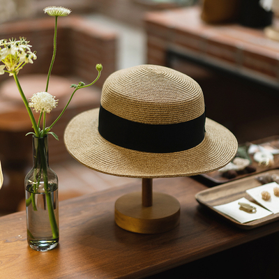 旅行草帽古苔草帽女平顶英伦