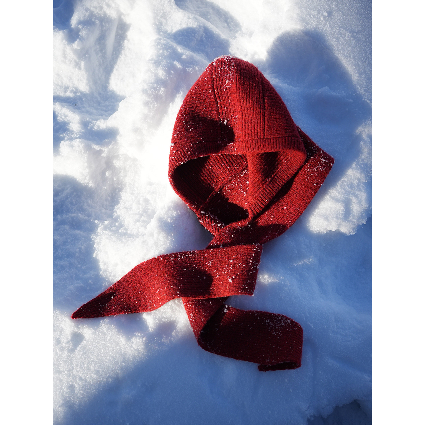 定染红色针织帽古苔帽子围巾一体