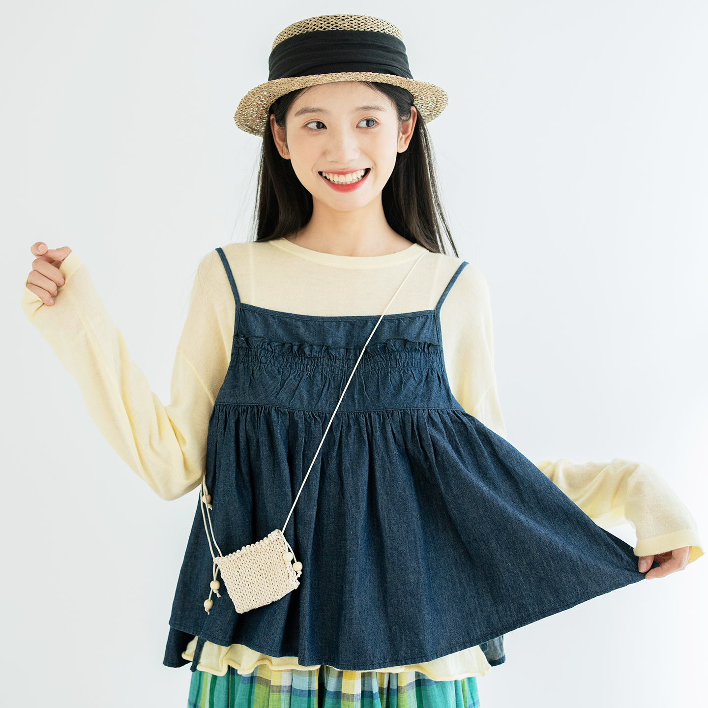 古苔牛仔吊带马甲日系早秋叠穿女