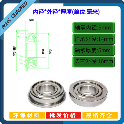 带边法兰不锈钢轴承SF625ZZF605